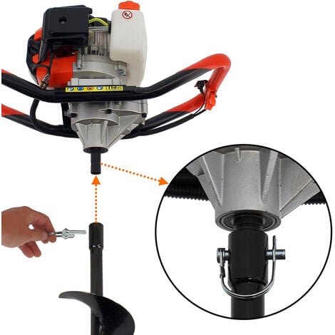 Tarière thermique GT GARDEN - 52 cm3 - 3 CV - Lot de 3 mèches (100, 150 et 200 mm)