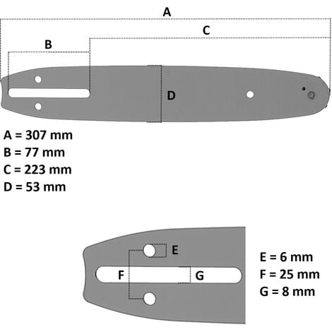 Guide 10 pouces (26 cm) avec chaîne 40 maillons pour tronçonneuse élagueuse 25 cm3