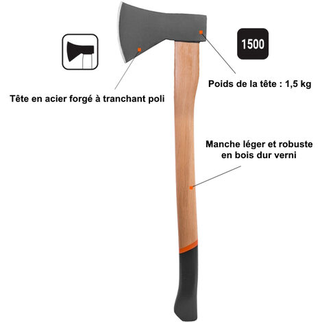 Manche En Bois Verni 100 Cm Pour Hache - Robuste Et Ergonomique