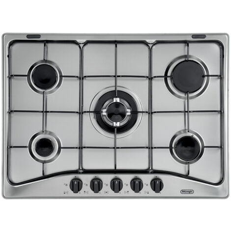 DeLonghi YAF57ASV Piano Cottura a Gas 5 Zone 1 Bruciatore Tripla Corona 68 cm Acciaio Inox