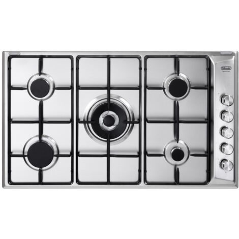 De Longhi Piano Cottura a Gas 5 Fuochi Bruciatore Tripla Corona 90 cm Acciaio Inox DLI 59 DD