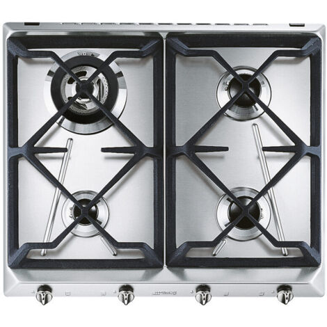 Smeg SRV564GH3 Piano Cottura Acciaio Da Incasso 60 cm Gas 4 Fornelli