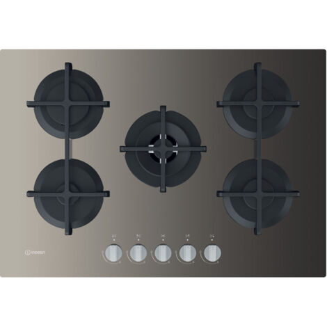 Indesit ing 72t/td piano cottura 5 fuochi gas in vetro tortora con griglie in ghisa