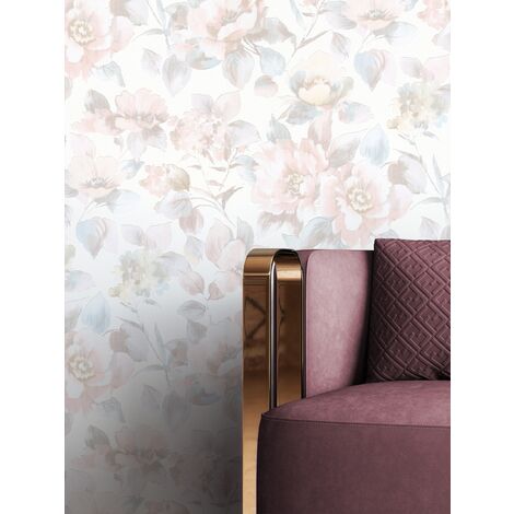 ELLE Vliestapete Retro Tapete Wohnzimmer rosa Silber gold Marmor Büro 10,05  x 0,53 m