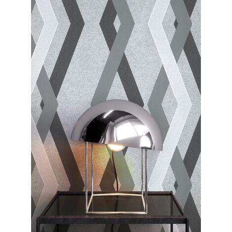 ELLE Vliestapete Trigon grafisch geometrisch anthrazit grau Art Deco  10,05X0,53m