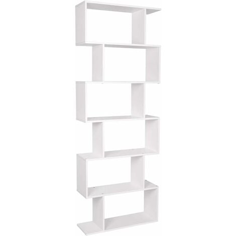 White Homfa 6 Tier Storage Shelves Shelving Unit Bookshelf Storage Rack Plant Stand 60x26x161cm 