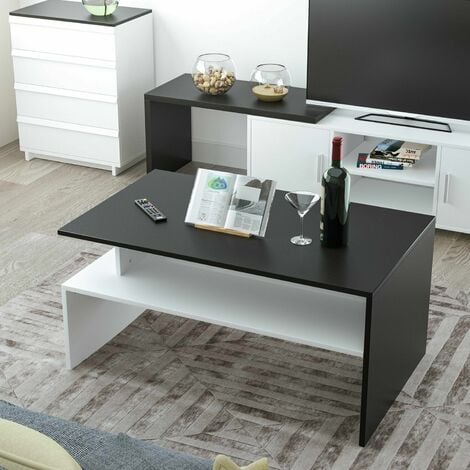 Homfa Modern Rectangle Coffee Table Living Room Furniture w/Lower Shelf Lounge Tables