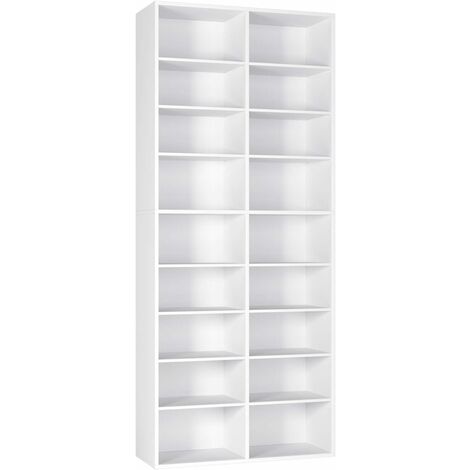 Homfa Tall Bookcase White Bookshelf Cd Dvd Storage Tower Shelves Display Racks Room Divider Adjustable Shelving Unit With 18 Compartments 80x30x190cm Homfa Tall Bookcase White Bookshelf Cd, Tall Cd Dvd Storage Tower