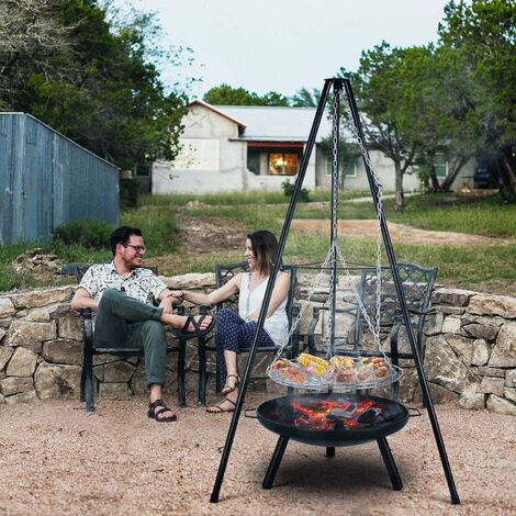 Homfa Fire Pit Fireplace Bowl With, Diy Fire Pit Swivel Grill