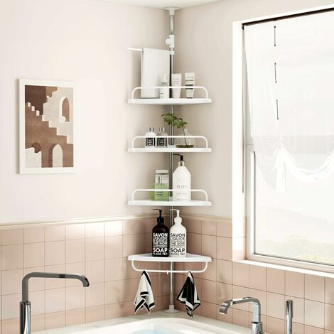 4 Tier Plastic Bathroom/Washroom Corner Shower Shelf Rack Stand Caddy Organizer 