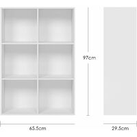 Homfa Bookcase Storage Shelf 3 Tier Wood Bookshelf Display Stand 6 Cubes Unit for Home Office Cabinet (White)