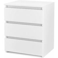 Homfa Chest of Drawers Bedside Table Drawer Cabinet 3 Storage Drawers Bedroom Furniture White (45x38x55.5cm)