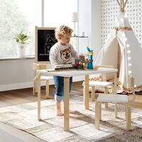 Homfa Wooden Kids Table and Chairs Set Toddler Childrens Activity Table and 2 Chairs Nursery School Home Playroom White