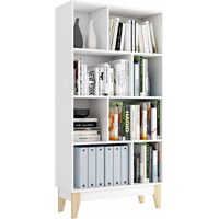 Homfa Bookcase 8 Cubes Storage Bookshelf Free Standing Display Shelves Storage Cabinet Wooden Shelving Unit White 75x29.5x147.5cm