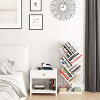 Homfa Wood Bookshelf Tree Bookshelves Bookcase Magazine Rack Display Unit for Living Room White