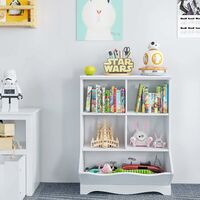 Homfa MDF Toy Cabinet Kids Bookcase Storage Cabinet with 5 Open Compartments Toy Organizer White 67 x 40 x 88 cm