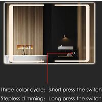 Homfa LED mirror cabinet bathroom stainless steel bathroom mirror cabinet with lighting light mirror bathroom mirror with 3 color temperature dimmable with touch sensor switch 80x60x13cm