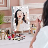 Homfa Vanity Mirror with Lights Hollywood Makeup Mirror Tabletop Cosmetic Mirror with 12 Dimmable LED Bulbs for Makeup Dressing Table