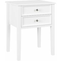 Homfa Bedside Table with 2 Drawers Slim End Table White Storage Chest Night Stand Cabinet Sofa Table Wooden Storage Unit for Bedroom Living Room 48x40x60cm