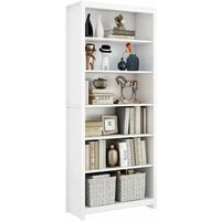 Homfa Tall Bookshelf White with 6 Compartments Freestanding Bookcases DVD Cube Storage Unit Shelving Units Display Stand Unit for Living Room Bedroom 80×33×190cm