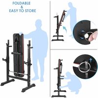 Homfa Adjustable Folding Weight Bench & Barbell Rack Set, Multifunction Strength Training Seat w/Incline Decline, for Full Body Workout Fitness, Squat, Bench Press, Home Gym, 440Lbs Capacity 30‘’(W)