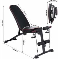 Homfa Weight Bench, Folding Weight Bench, Multifunctional Bench with 7-Way Adjustable Backrest, Incline Bench 2 in 1 Sit-Ups with Rope, Training Fitness Bench for Full Body Exercises, Home Gym