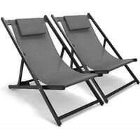 Homfa Sun Lounger Set, Aluminum Sun Lounger Set of 2, Garden Lounger Recliner Chair With 6 Adjustable Backrests, Head Cushion, for Garden Backyard Balcony Terrace Poolside