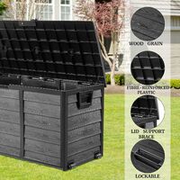 Homfa 290L Garden Box Outdoor Storage Trunk, Used to Organize and Store Garden Tools, Garden Furniture, Accessories for Swimming Pools, Load up to 60 kg (Black)