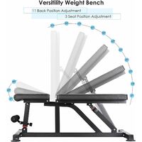 Homfa Adjustable Training Fitness Bench,Weight Bench, Multifunctional Bench, 7/11-way Adjustable Backrest, for Full-body Exercises, Home Gym, up to 120kg / 200kg