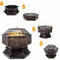 Homfa 30 Inch Outdoor Fire Pit BBQ Firepit Brazier Garden Square Table Stove Patio Heater 76 x 76 x 63 cm