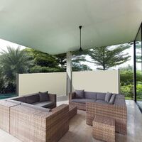 Homfa 118" x 71" Retractable Side Awning, Patio Privacy Screen, UV Resistant, Waterproof, Sun Shade Wind Screen for Outdoor, Garden, Balcony, Courtyard (Beige)