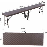 2 Pack Folding benches - camping benches Brown Homfa