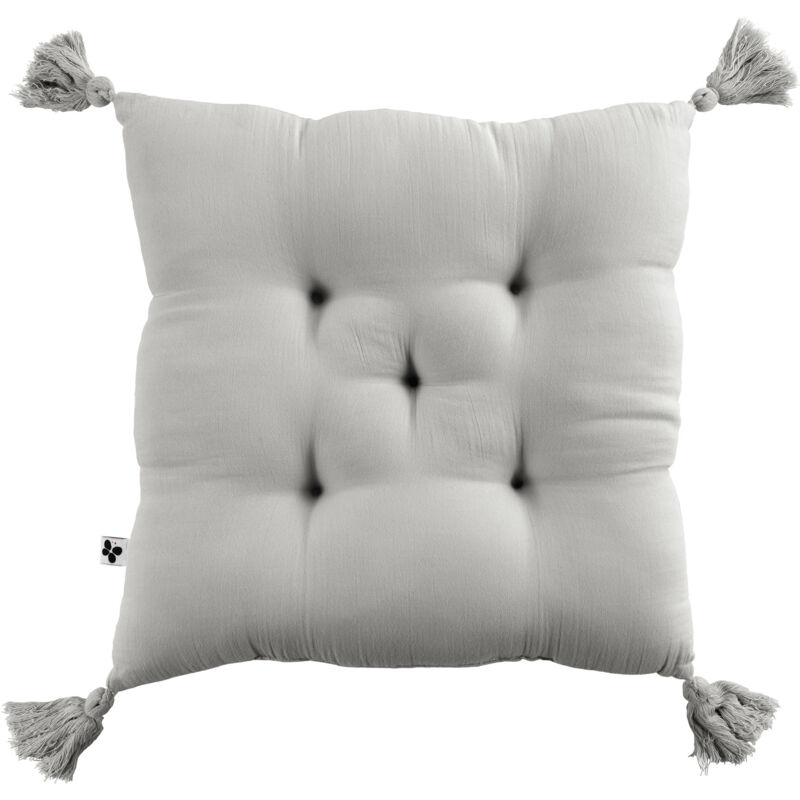 Assise matelassée en coton et polyester recyclé - Gris - - 6.00