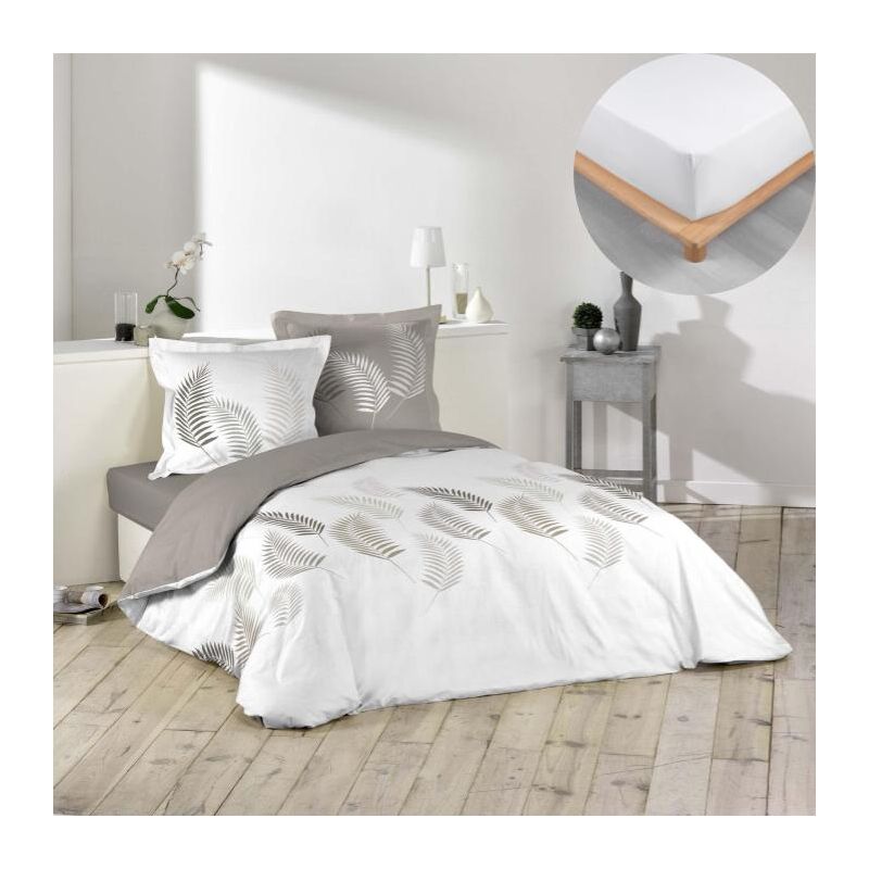 15€ sur Atmosphera - Drap Housse bonnet 30 cm 100% Lin Tropiques 140x190 cm  - Beige Lin - Tropiques - Achat & prix