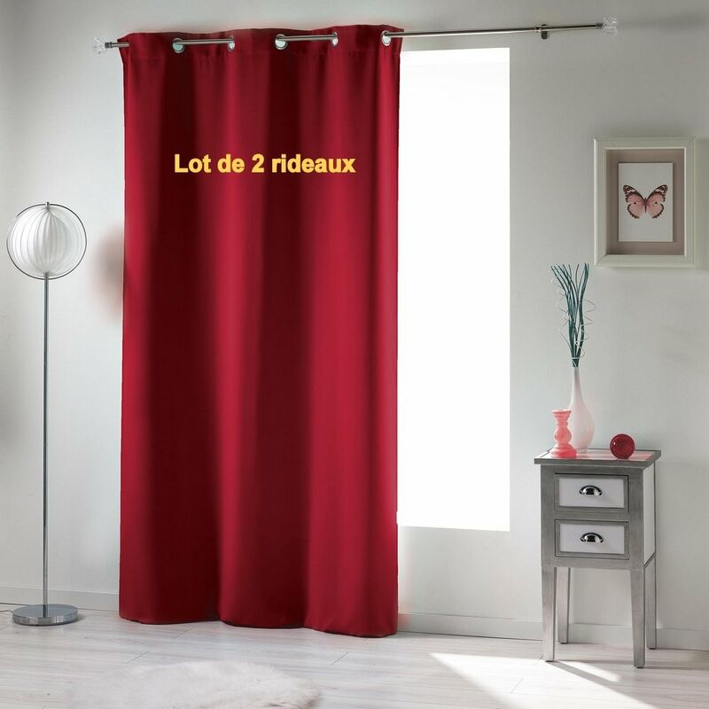 Lot de 2 rideaux a oeillets 140 x 240 cm occultant uni occult Carmin