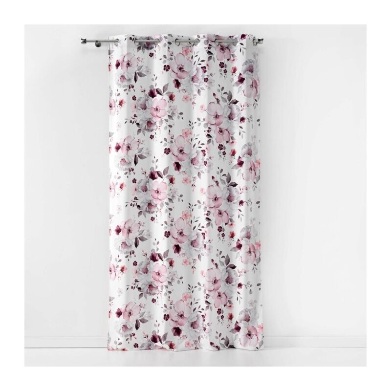 Rideau a oeillets 140 x 240 cm velours imprime velvet flower Blanc