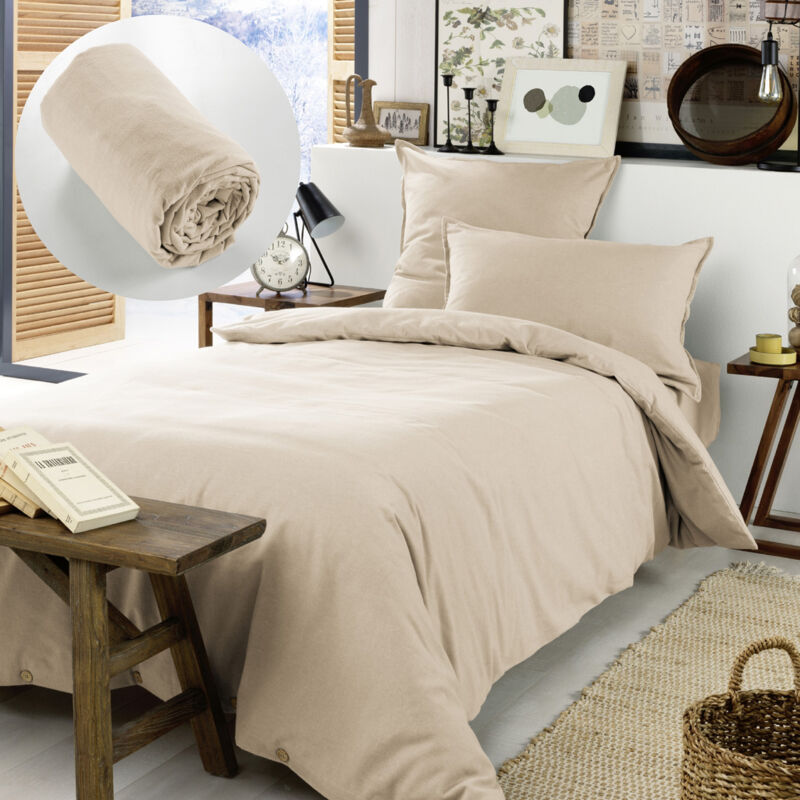 Linen Zone Drap-Housse 100% Flanelle De Coton Brossé 30 Cm De Profondeur 14 Couleurs, Bleu Ciel