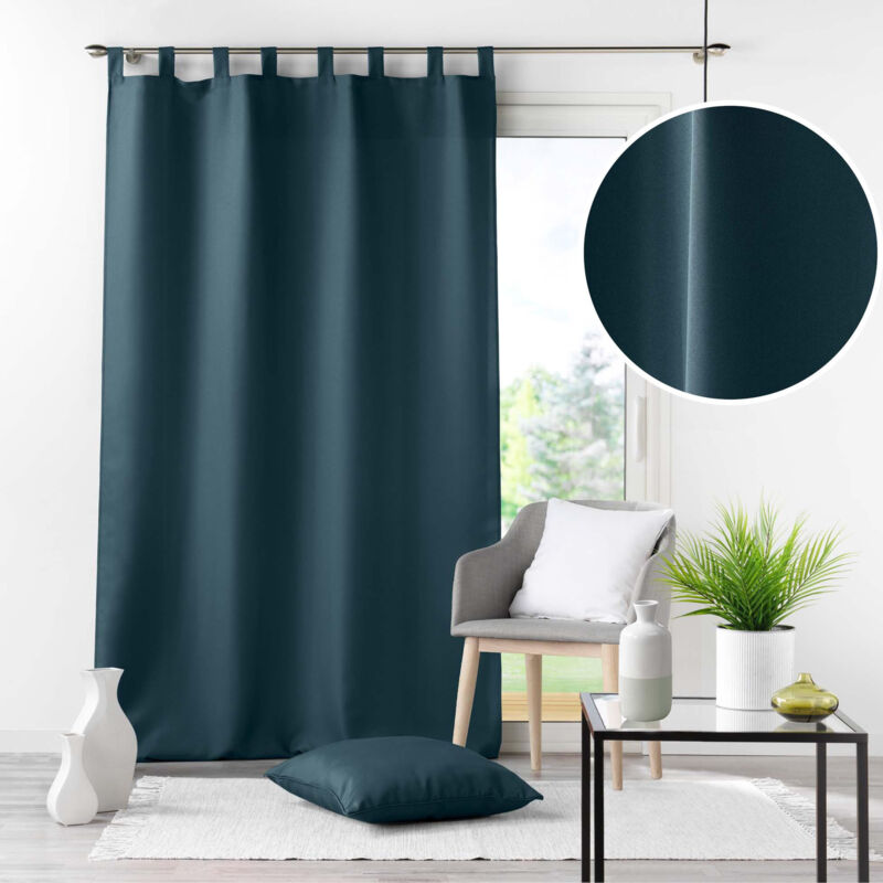 Rideau Velours Occultant 140x250 Cm Bleu Profond Uni Polyester