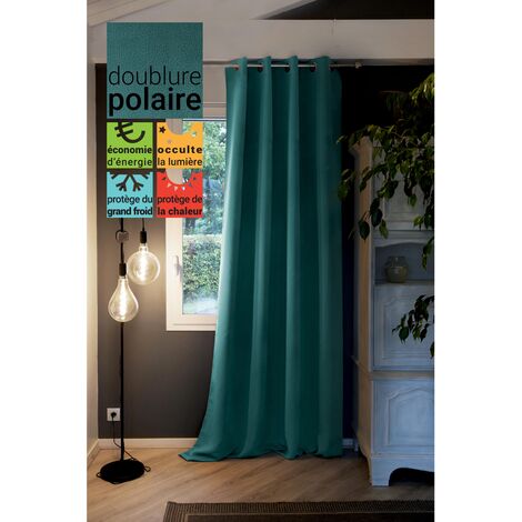 Rideau occultant isolant phonique + polaire 140 x 280 cm Inuit Bleu canard
