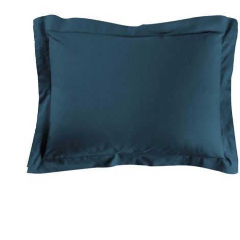 Taie d'oreiller 50 x 70 cm uni 57 fils lina  +point bourdon Bleu