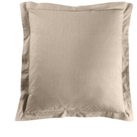 Douceur D'Intérieur – Taie d'oreiller carrée 63x63 cm en 100% coton naturel – Volant plat 3 cm – Hypoallergénique et antibactérienne – Coloris sable