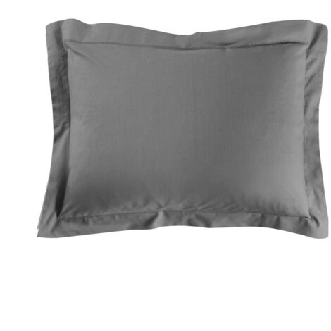 Taie d'oreiller 50 x 70 cm uni 57 fils lina +point bourdon Anthracite