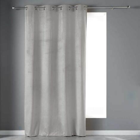 Rideau tamisant a oeillets 140 x 240 cm velours Velvetine Gris