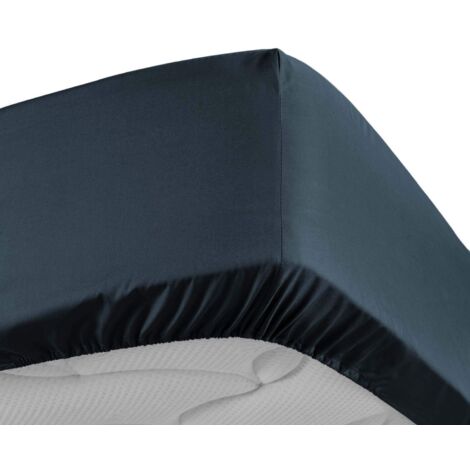 Drap Housse 160 x 200 cm – Percale Unie 78 Fils – Bleu Foncé