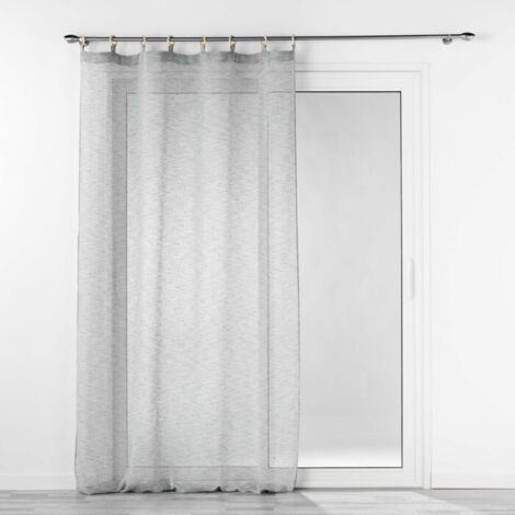 Voilage a oeillets bois 140 x 240 cm voile tissé Minalisa Gris (1/3)