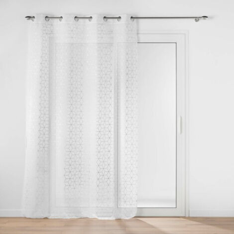 Voilage a oeillets 140 x 240 cm voile sablé imprimé metallisé Milo Argent (1/4)