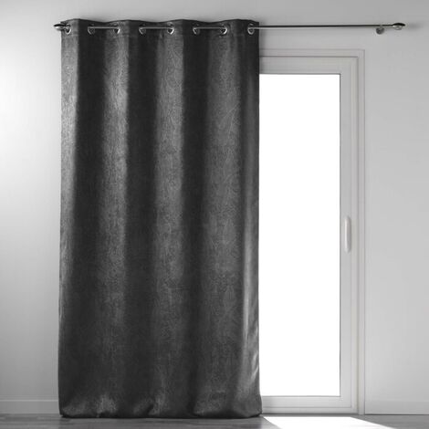 Rideau grande hauteur 135 x 280 cm occultant velours frappé Melodie Anthracite