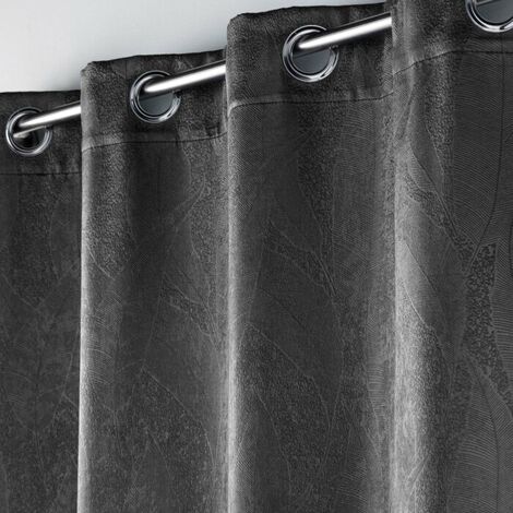 Rideau grande hauteur 135 x 280 cm occultant velours frappé Melodie Anthracite