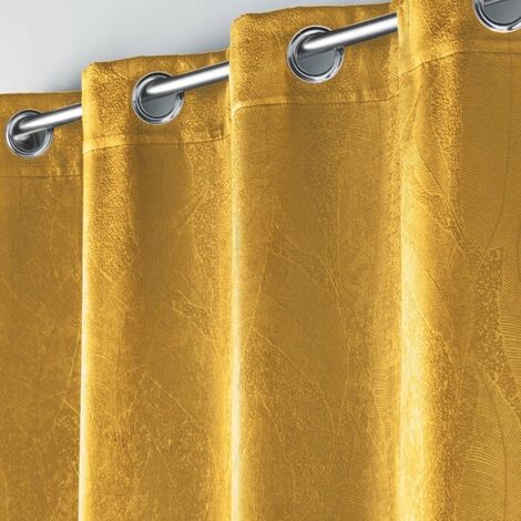 Rideau grande hauteur 135 x 280 cm occultant velours frappé Melodie Ocre