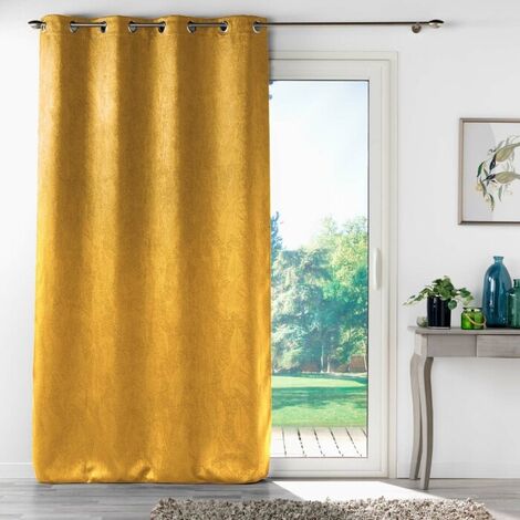 Rideau grande hauteur 135 x 280 cm occultant velours frappé Melodie Ocre